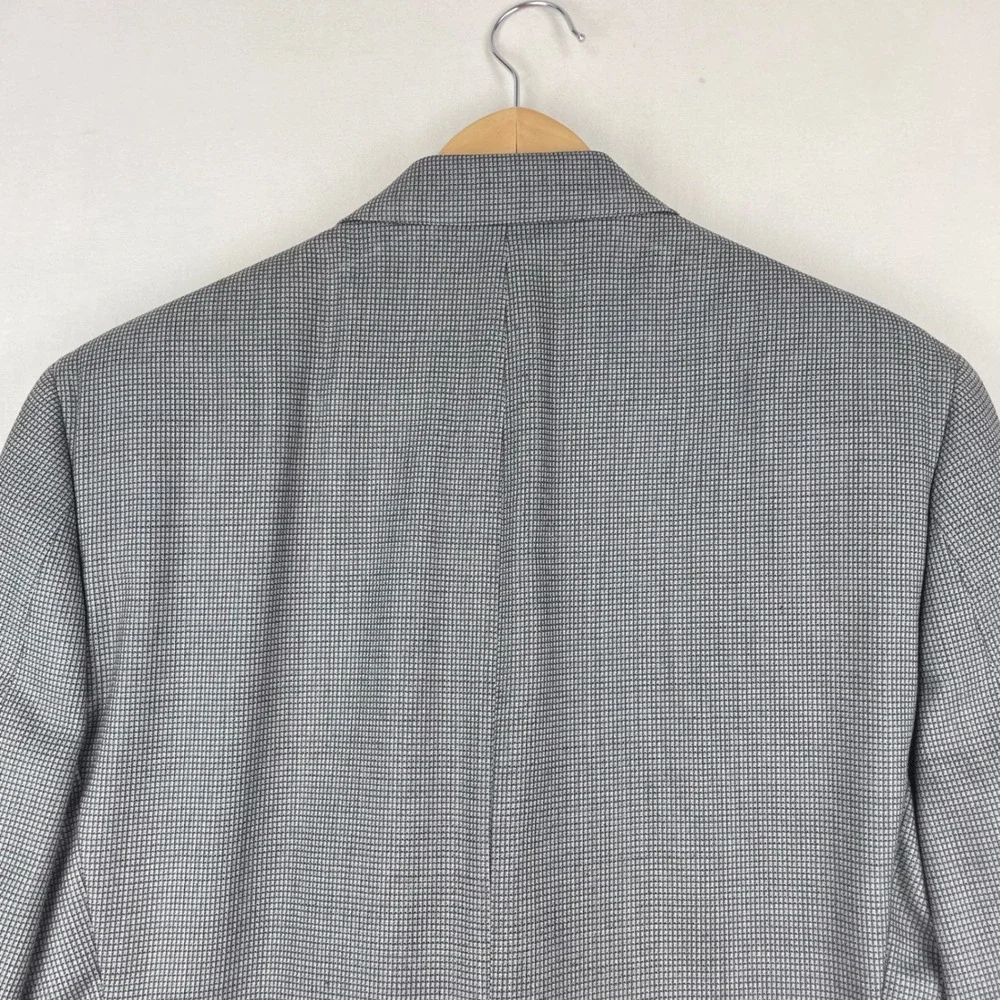 Calvin Klein Mens 40R Silk Wool Blazer Grey Micro Check Sport Coat Macy's